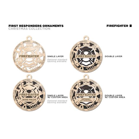 FIREFIGHTER Ornament Personalized First Responder Christmas Gift - Picture 2 of 5